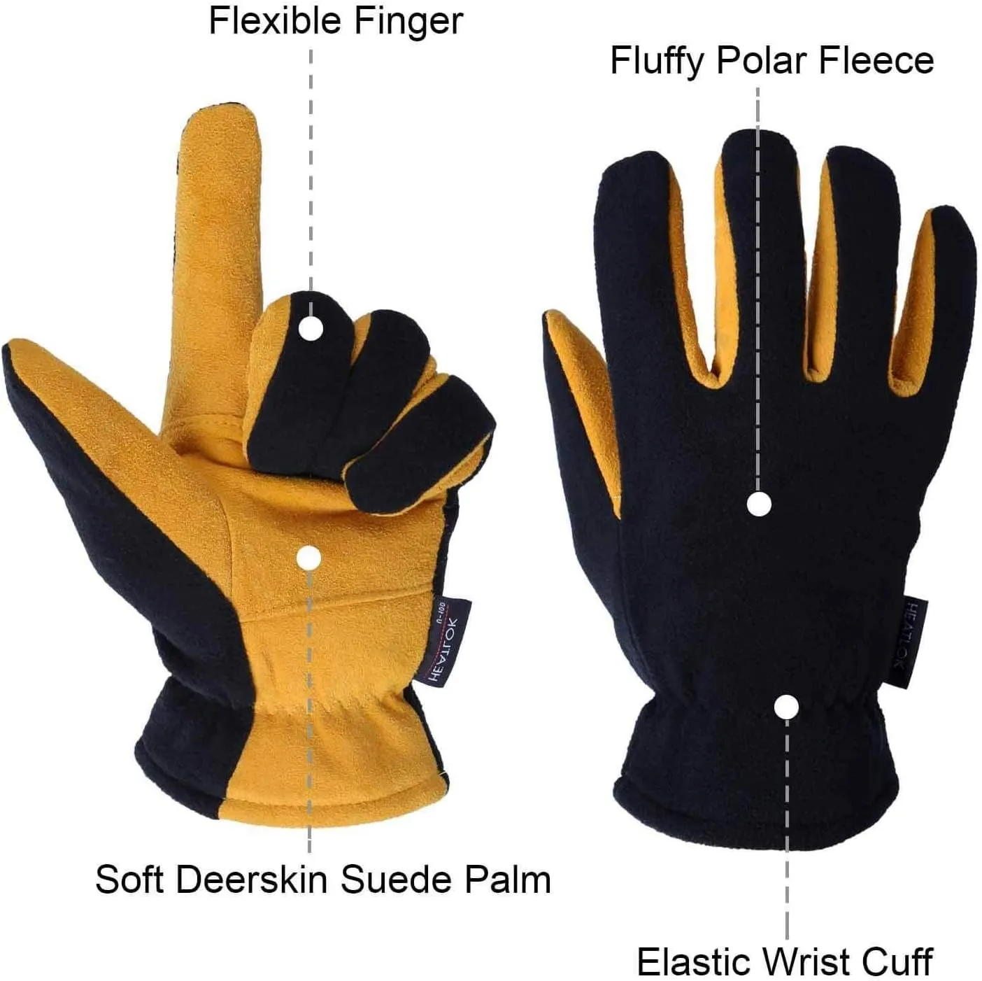 SKYDEER Super Soft and Warm Winter Gloves with Deersplit Leather Suede and 3M Thinsulate Insulation for Cold Weather
