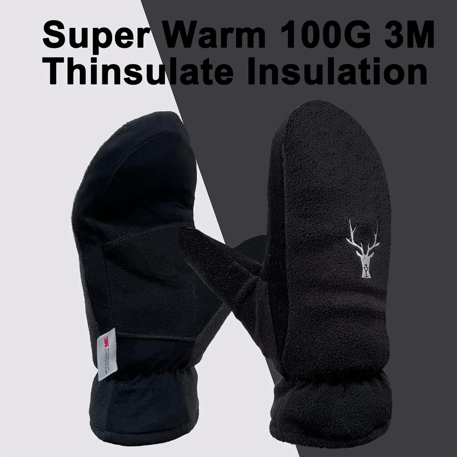 SKYDEER Upgraded Winter Mittens with Soft Deerskin Suede Leather & Thermal Polar Fleece & Warm C100G 3M Thinsulate Insulation