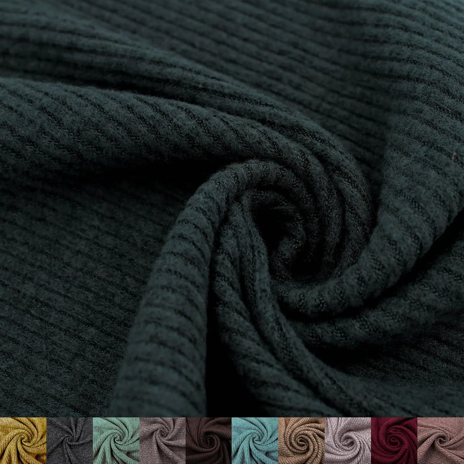 Stylish FABRIC 60" Wide Rayon Poly Spandex 2x2 Hacci Rib Brushed Knit Fabric by The Yard-2-Way Stretch (220GSM) -Soft & Breathable-for Apparel, Headbands, Draperies & DIY, Charcoal 1 Yard