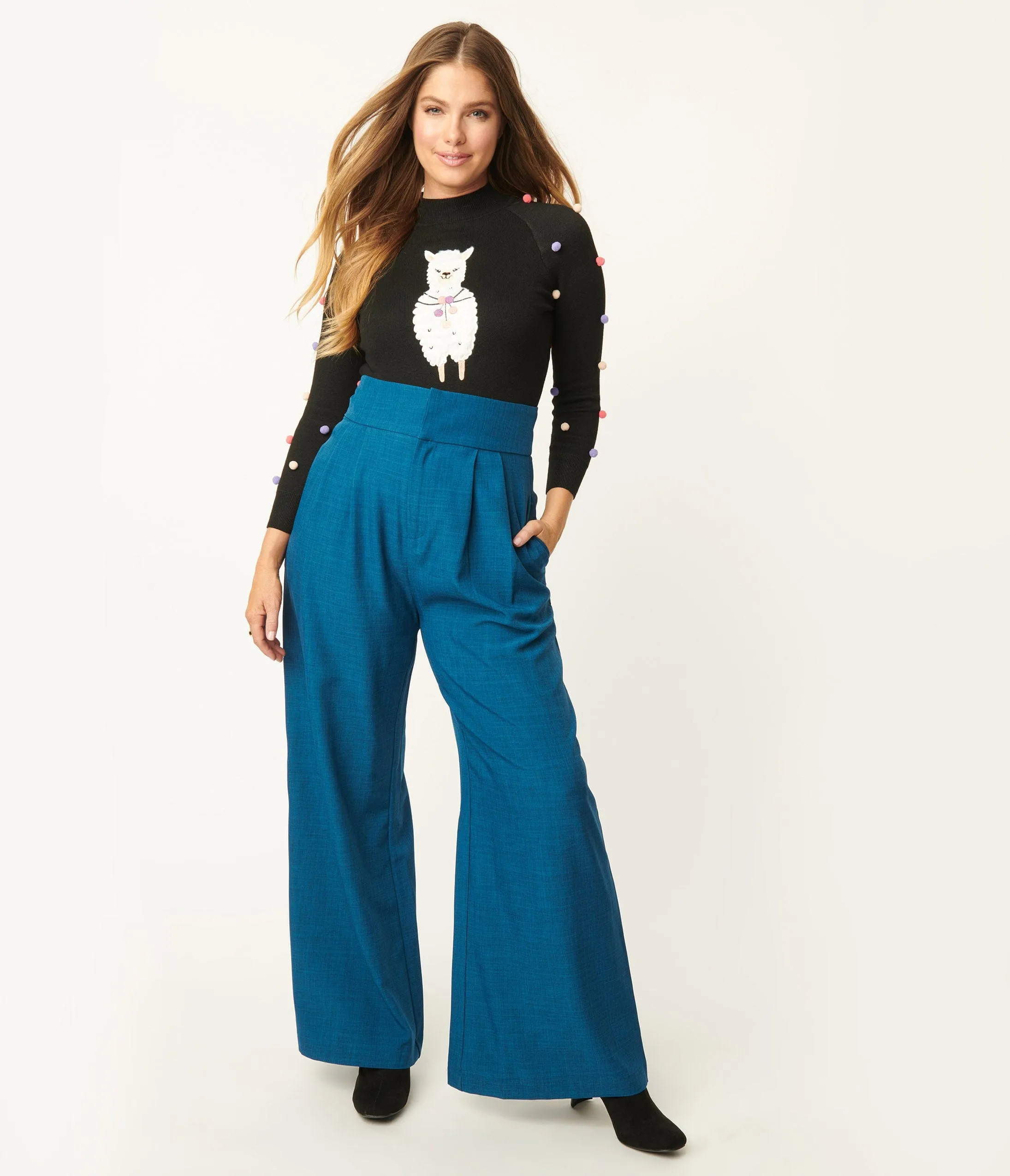 Teal High Waist Pants