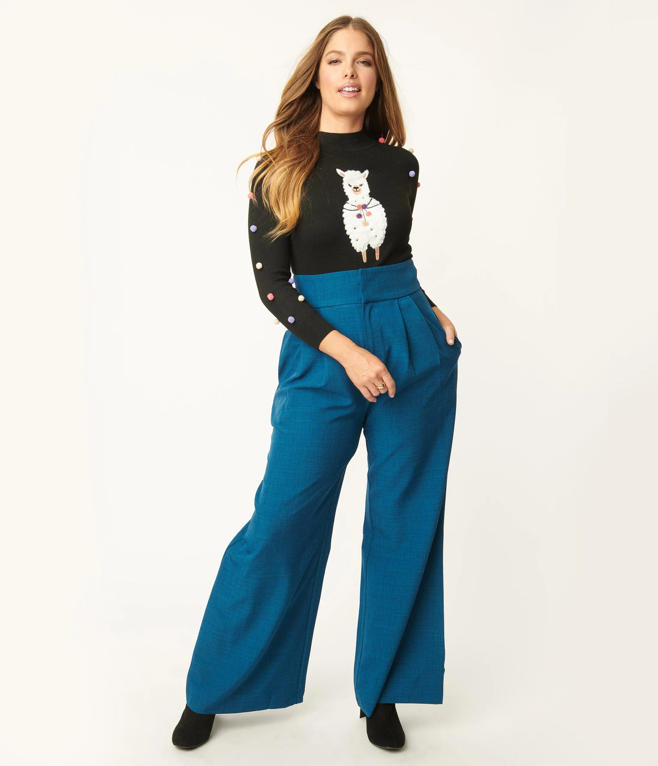 Teal High Waist Pants