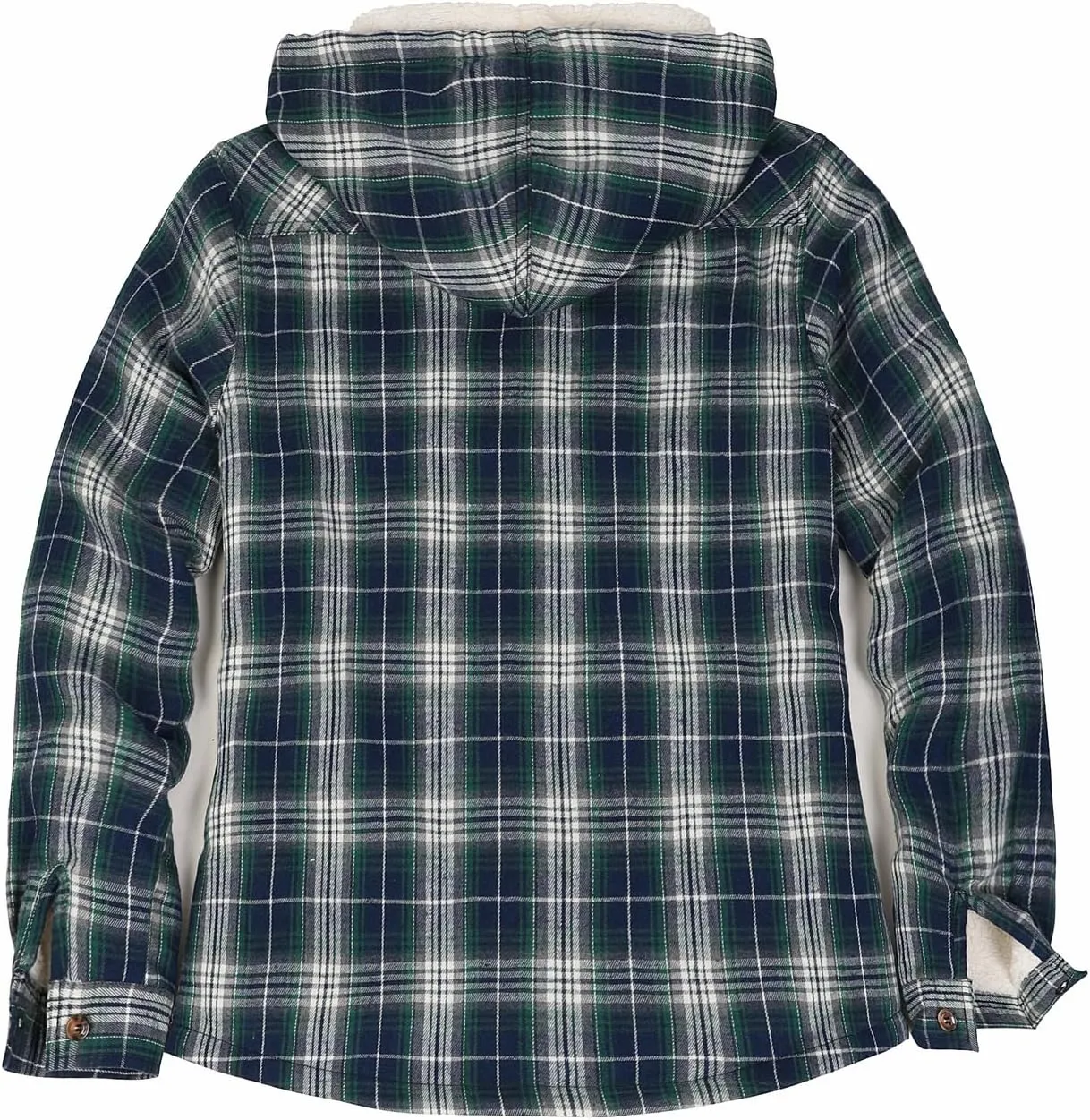 ThCreasa Womens Sherpa Lined Plaid Hooded Flannel Jacket with Hand Pockets Button Down Shirt Jackets