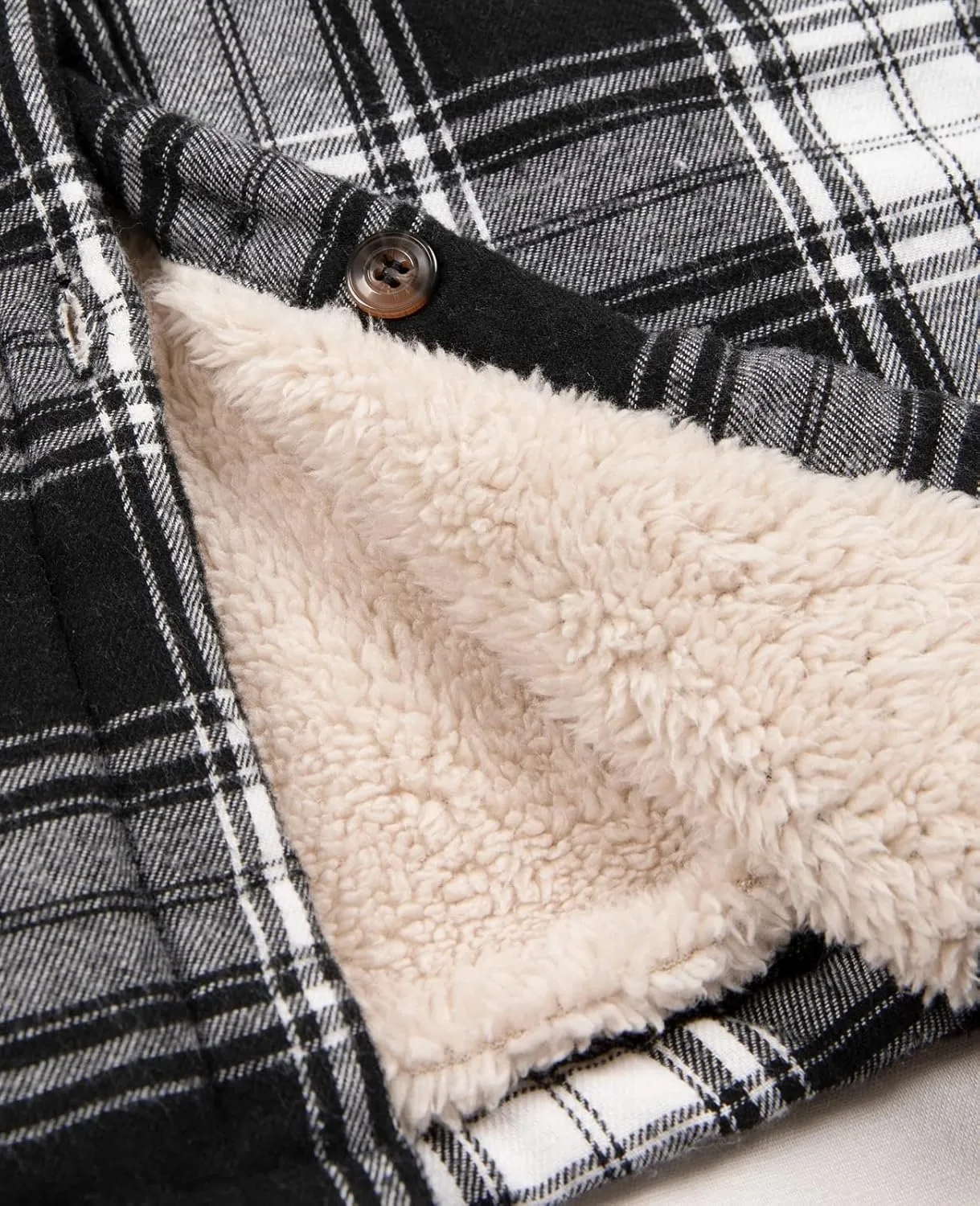 ThCreasa Womens Sherpa Lined Plaid Hooded Flannel Jacket with Hand Pockets Button Down Shirt Jackets