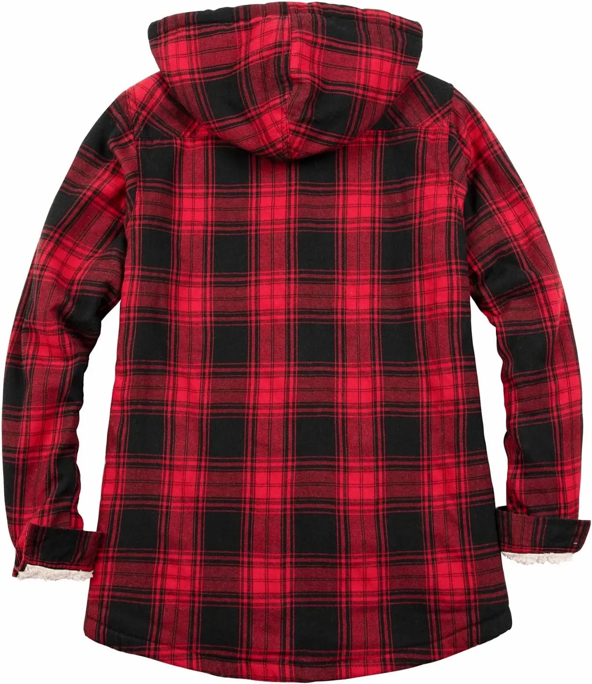 ThCreasa Womens Sherpa Lined Plaid Hooded Flannel Jacket with Hand Pockets Button Down Shirt Jackets