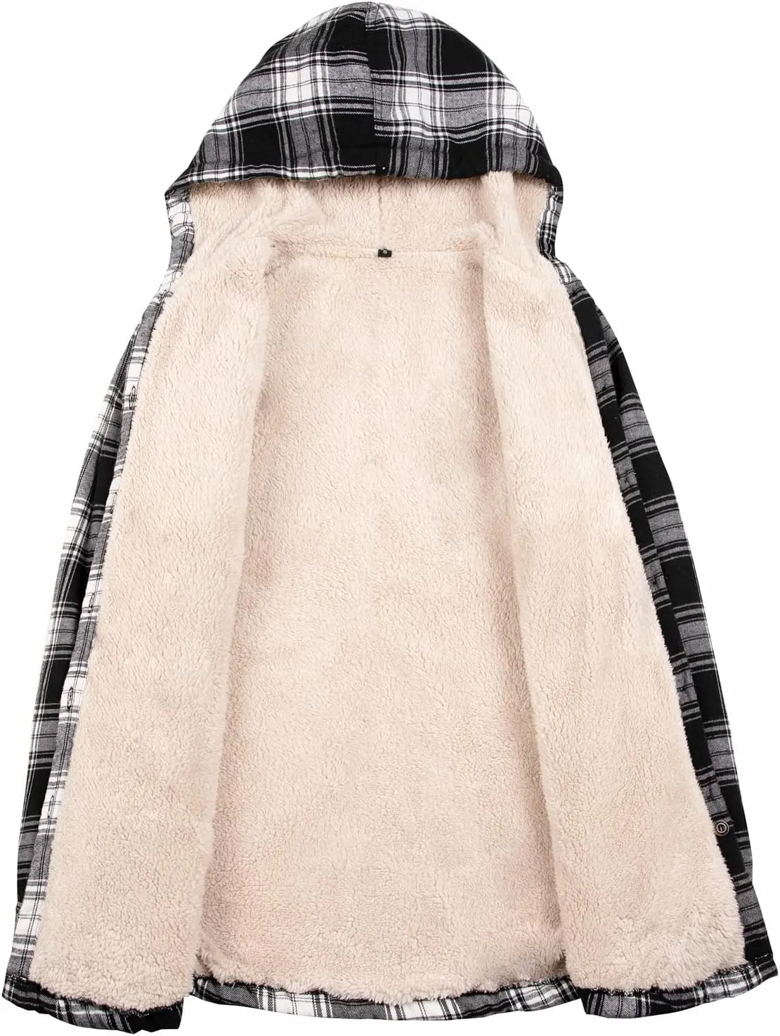 ThCreasa Womens Sherpa Lined Plaid Hooded Flannel Jacket with Hand Pockets Button Down Shirt Jackets