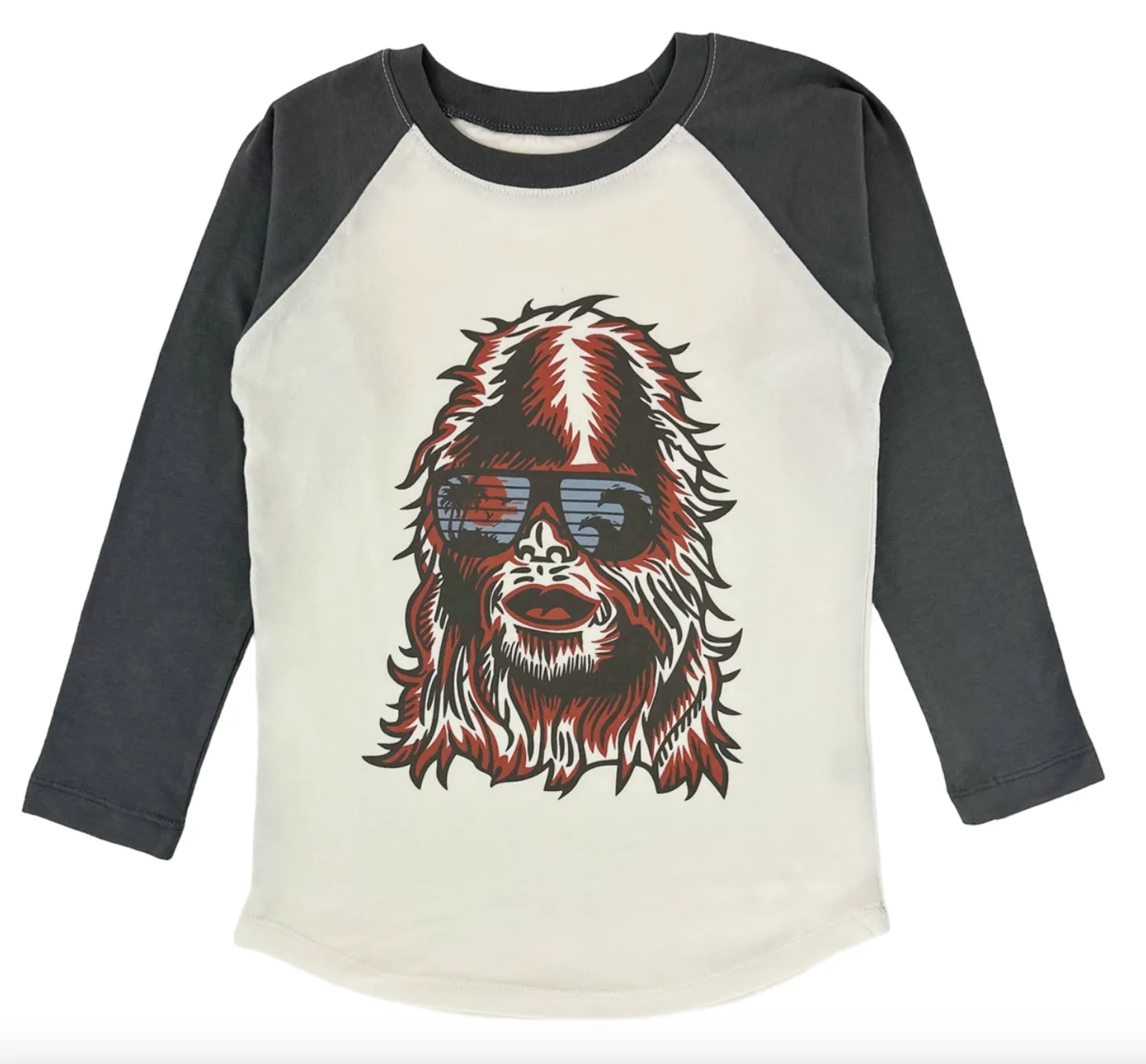 Tiny Whales - 'Sup Bro' LS Raglan in Natural/Faded Black (2)