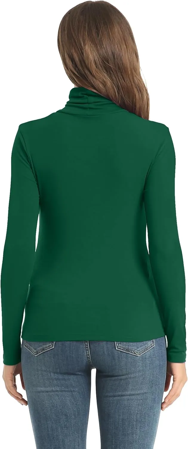Women's Casual Long Sleeve Turtleneck Tops Slim Fitted Lightweight Base Layer Shirts