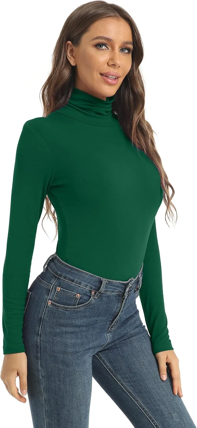 Women's Casual Long Sleeve Turtleneck Tops Slim Fitted Lightweight Base Layer Shirts