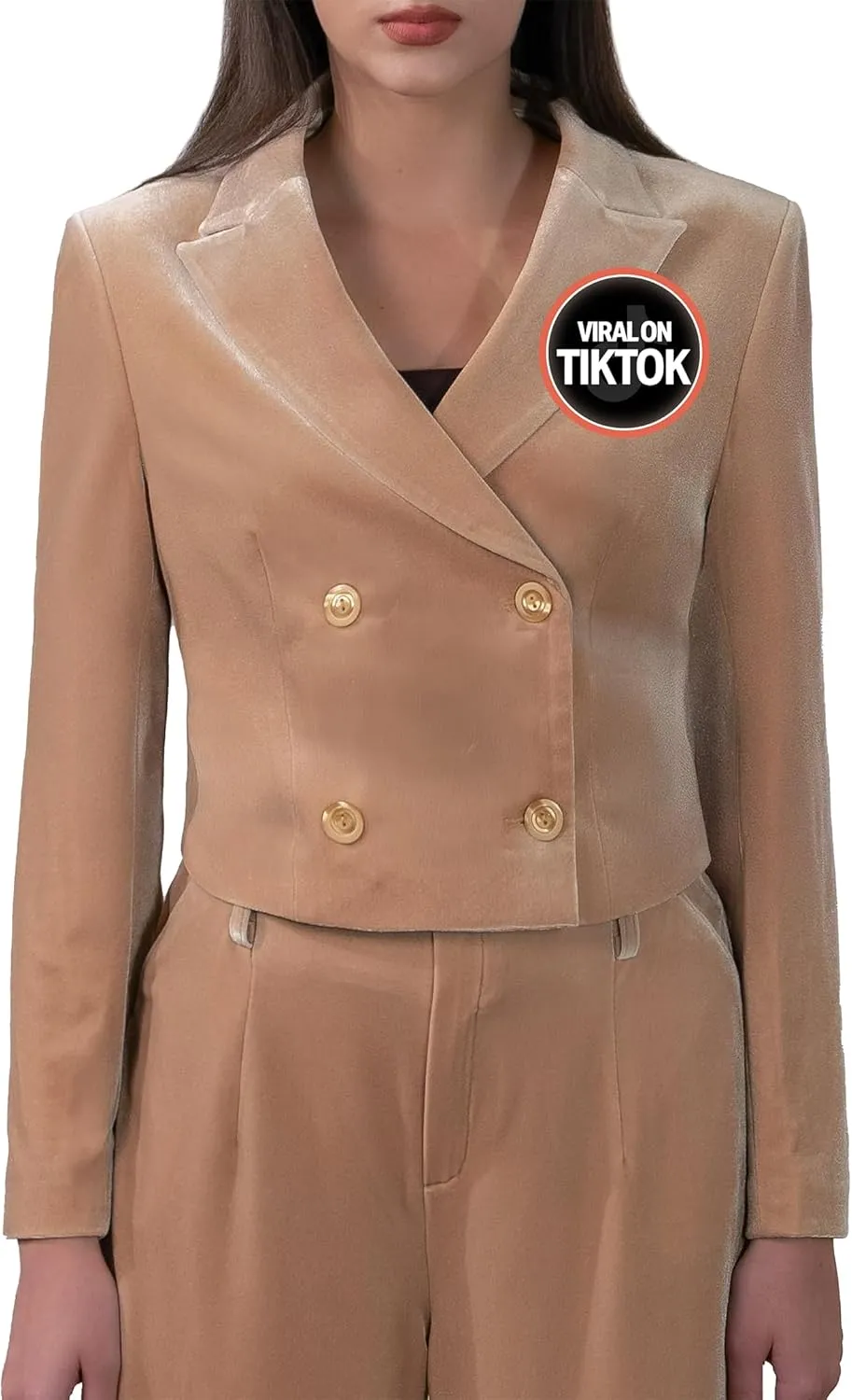 Women's Cropped Velvet Blazer Elegant Open Front Dressy Jacket with Long Sleeves, Business Casual Blazer for Work