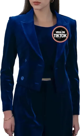 Women's Cropped Velvet Blazer  Elegant Open Front Dressy Jacket with Long Sleeves, Business Casual Blazer for Work
