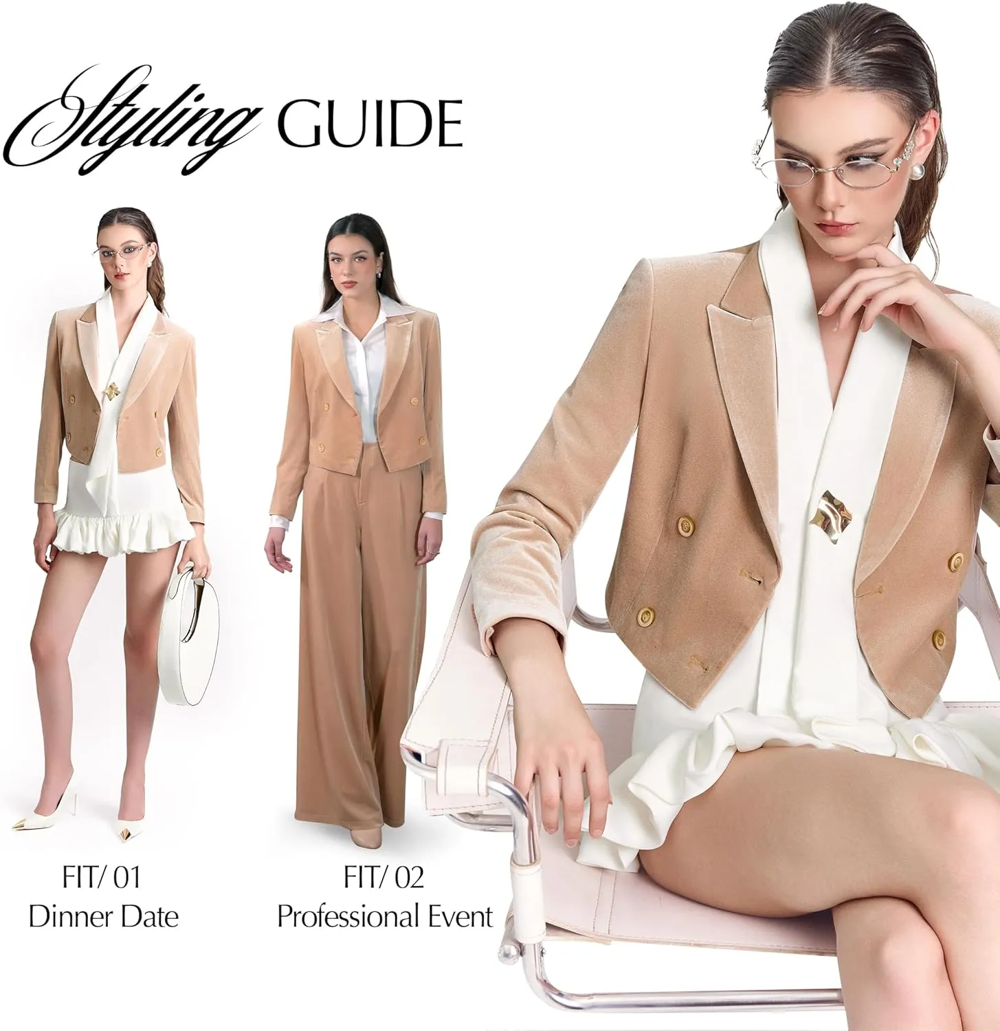 Women's Cropped Velvet Blazer Elegant Open Front Dressy Jacket with Long Sleeves, Business Casual Blazer for Work