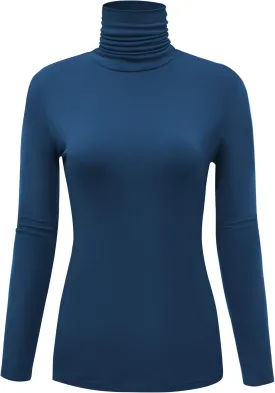 Women's Long Sleeve Lightweight Turtleneck Top Slim Fit Pullover T-Shirt (S-XXL)