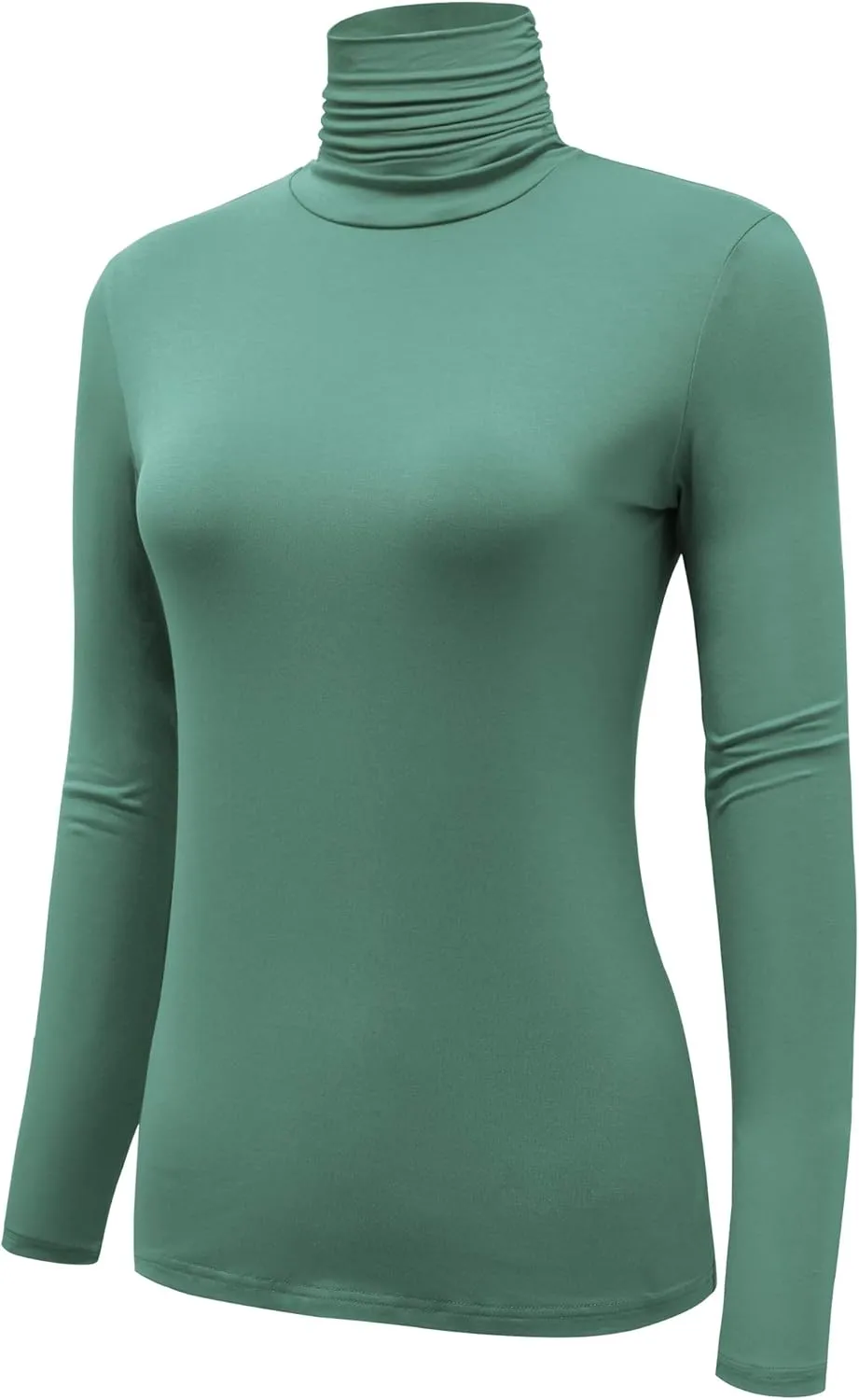 Women's Long Sleeve Lightweight Turtleneck Top Slim Fit Pullover T-Shirt (S-XXL)