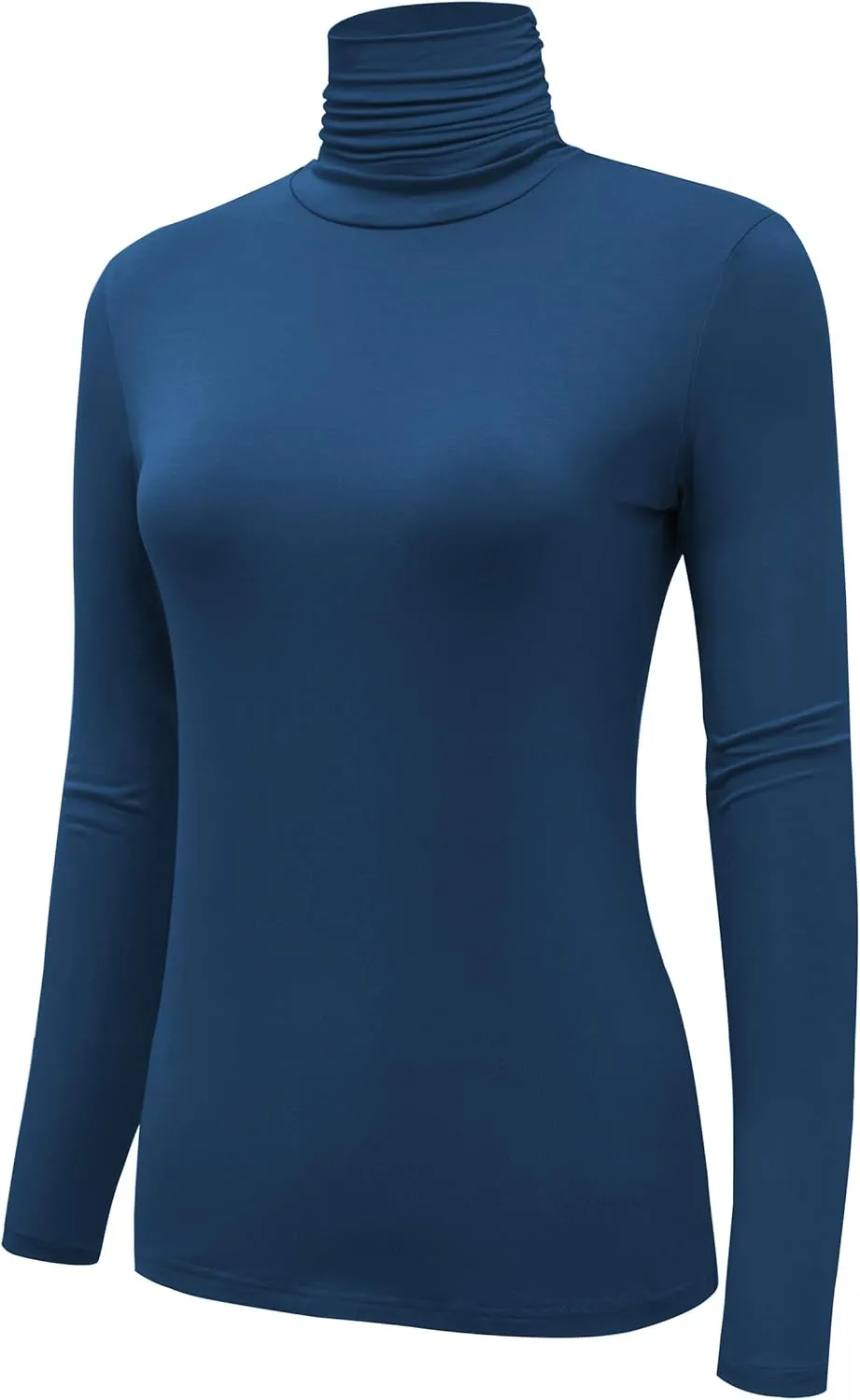 Women's Long Sleeve Lightweight Turtleneck Top Slim Fit Pullover T-Shirt (S-XXL)