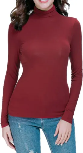 Womens Mock Turtleneck Long Sleeve Stretch Fitted Underscrubs Layer Tee Tops