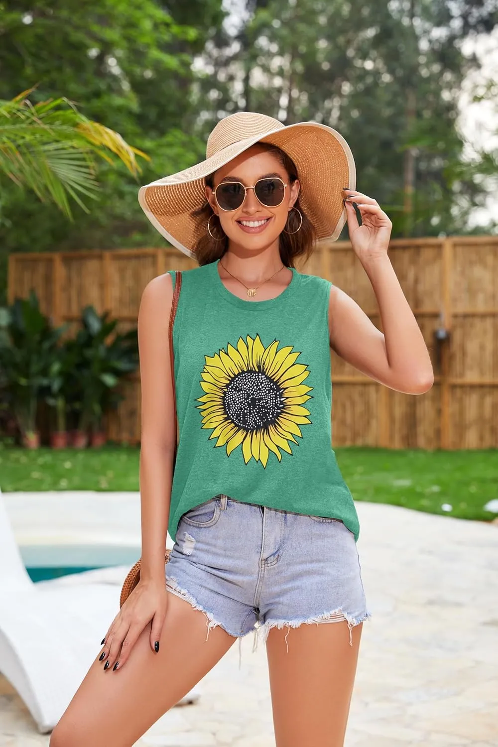 Womens Tank Tops Summer T Shirts Sleeveless Casual Loose Tunic Blouses