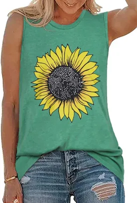 Womens Tank Tops Summer T Shirts Sleeveless Casual Loose Tunic Blouses