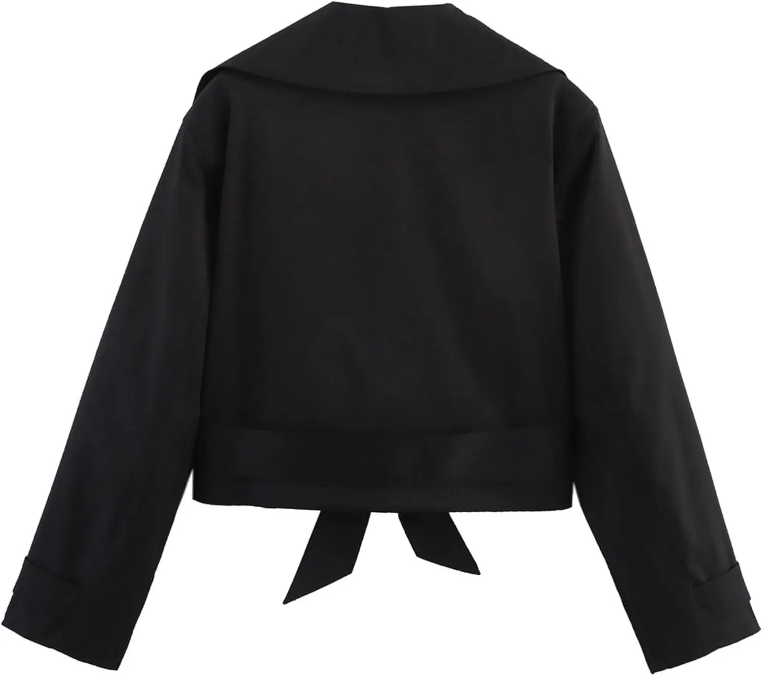 Xunger Women's Stylish Short Trench Coat Bow Belt Casual Long Sleeve Jacket Lightweight Spring Fall Windbreaker with Pockets