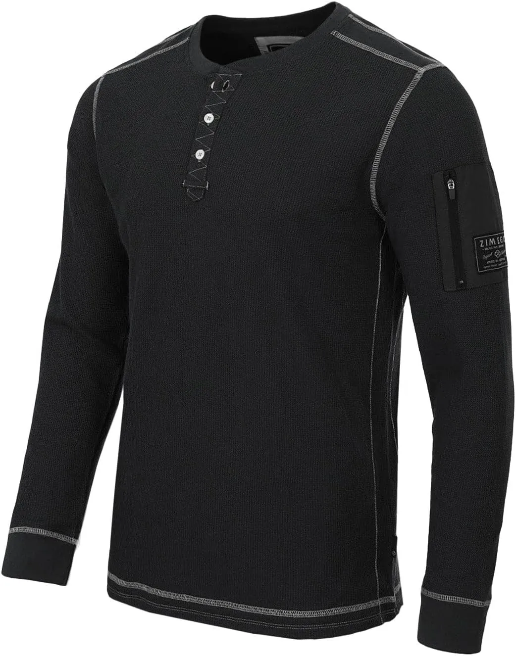 ZIMEGO Men's Long Sleeve Waffle Henley Lightweight Thermal Pullover T-Shirts